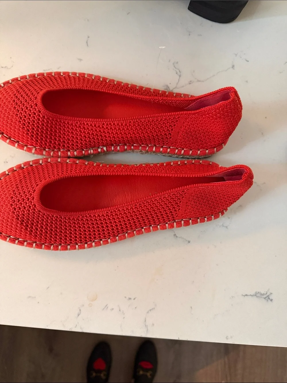 Red Knit Espadrille Flats - Women's Slip-On Comfort